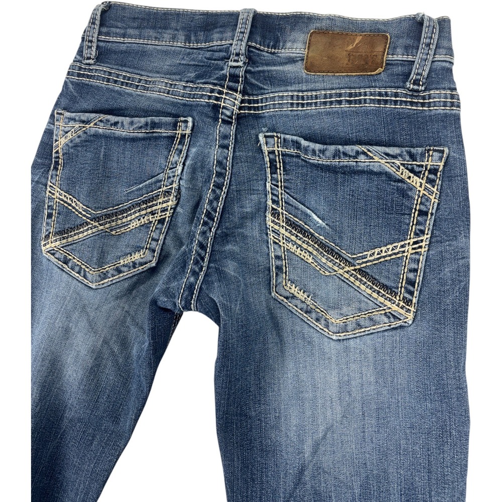 BKE Aiden Jeans Women's 28R Bootcut Mid Rise Stretch Whiskered Dark Wash Denim - Picture 7 of 12